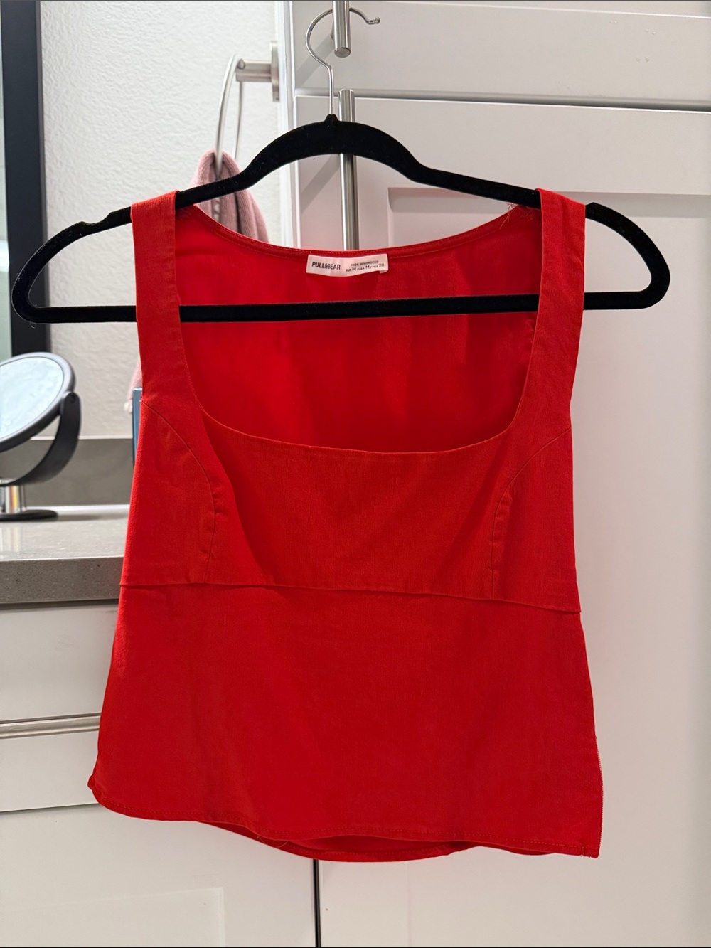 Pull&Bear Red Square-Neck Tank Top